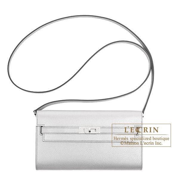 Hermes Kelly Long To Go Argent Chevre chamkila goatskin Silver hardware