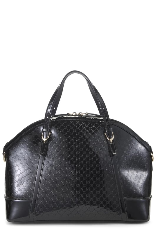 Black Patent Microguccissima Nice Top Handle Bag Medium