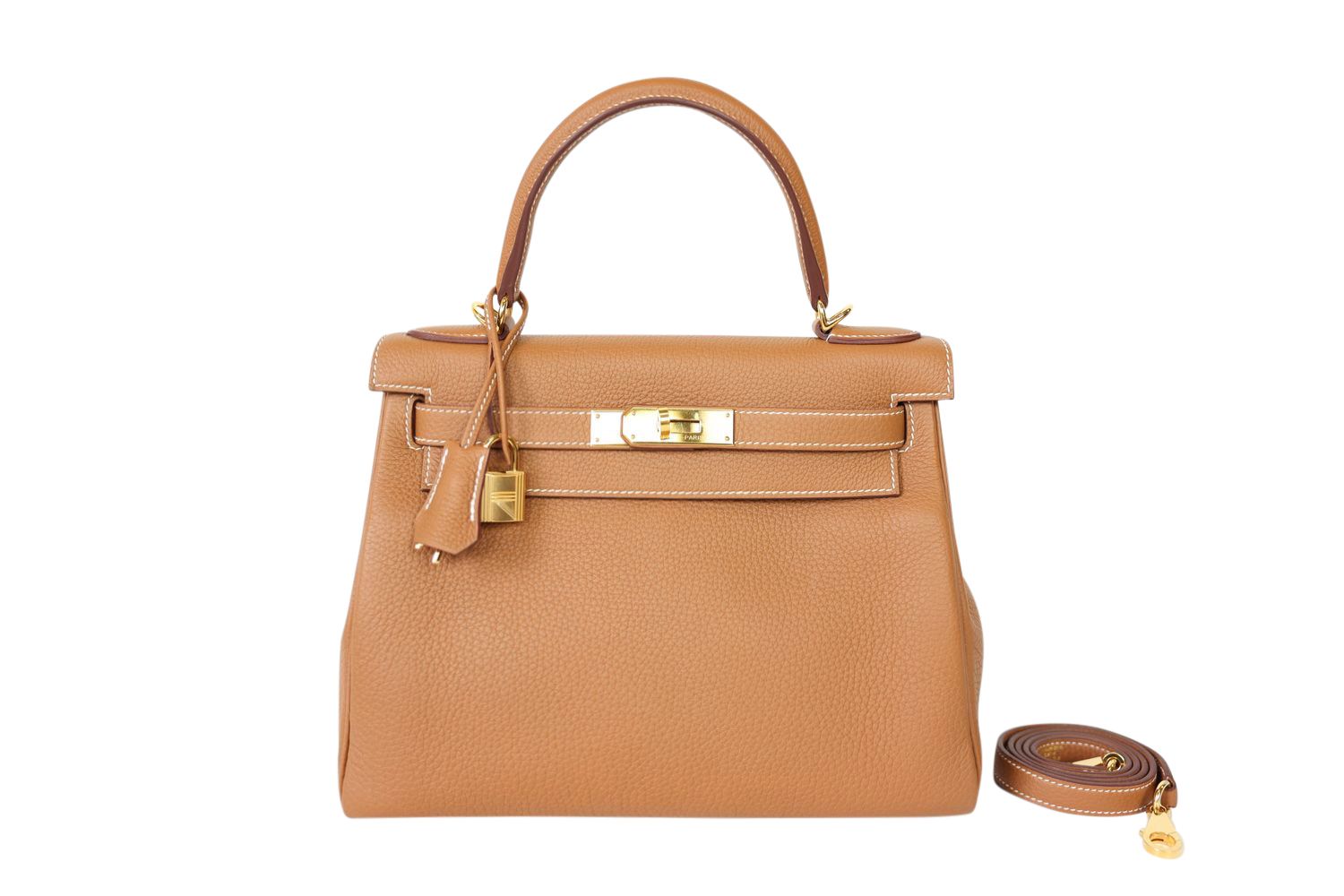 Hermes Hermes Kelly 28, Gold Togo Leather with Gold Hardware, W 2024 Stamp, Preowned in Box WA001
