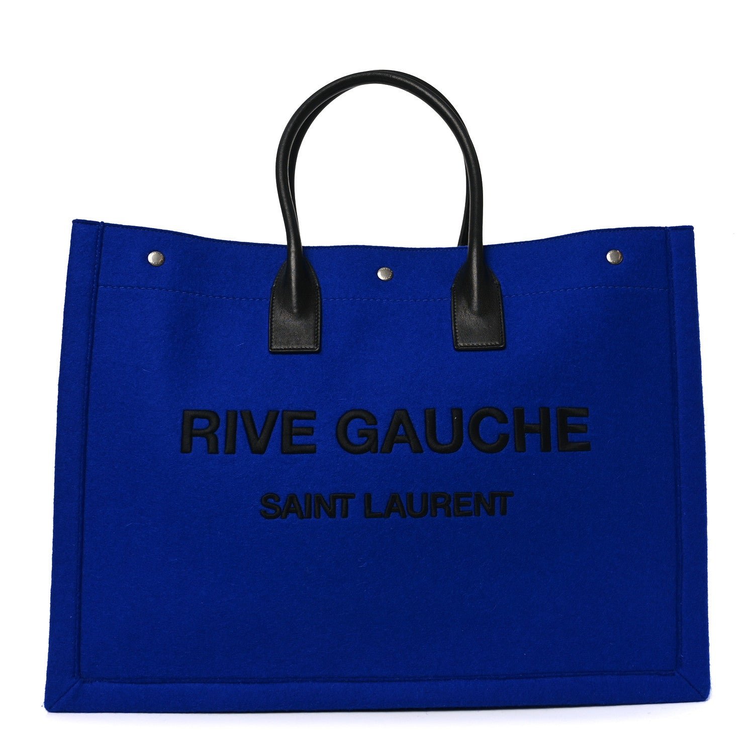 Saint Laurent Wool Rive Gauche Tote Blue