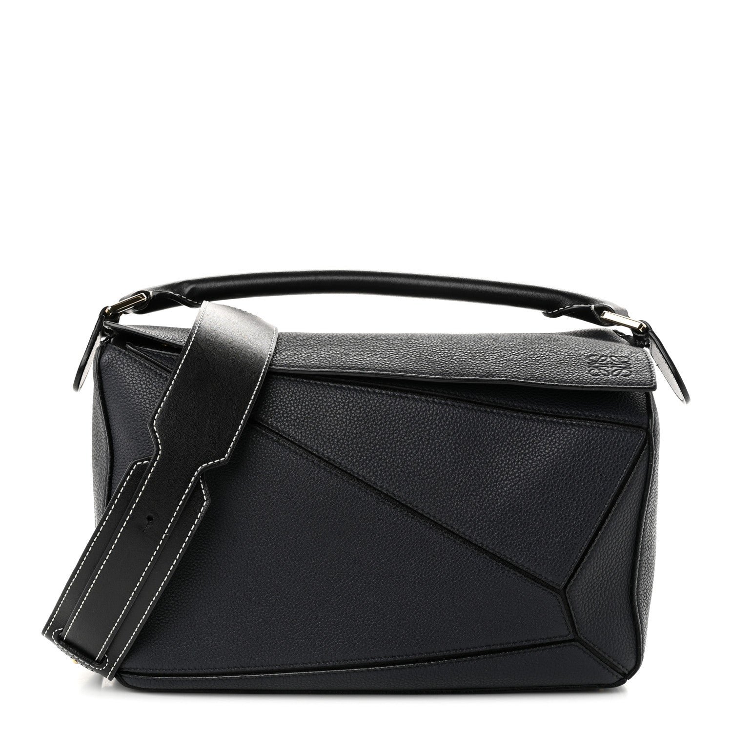 Loewe Calfskin Medium Puzzle Bag Midnight Blue Black