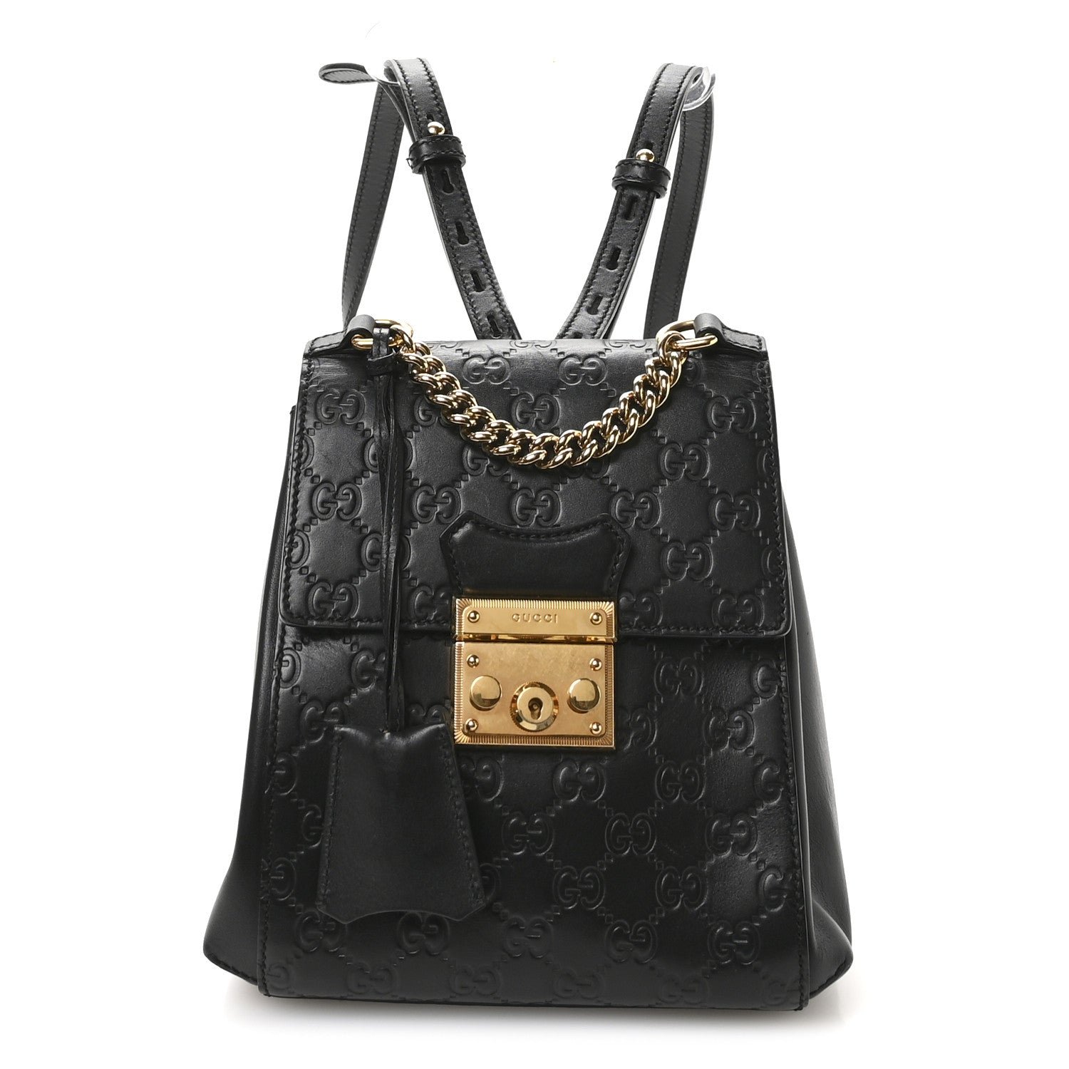 Gucci Guccissima Signature Padlock Backpack Black