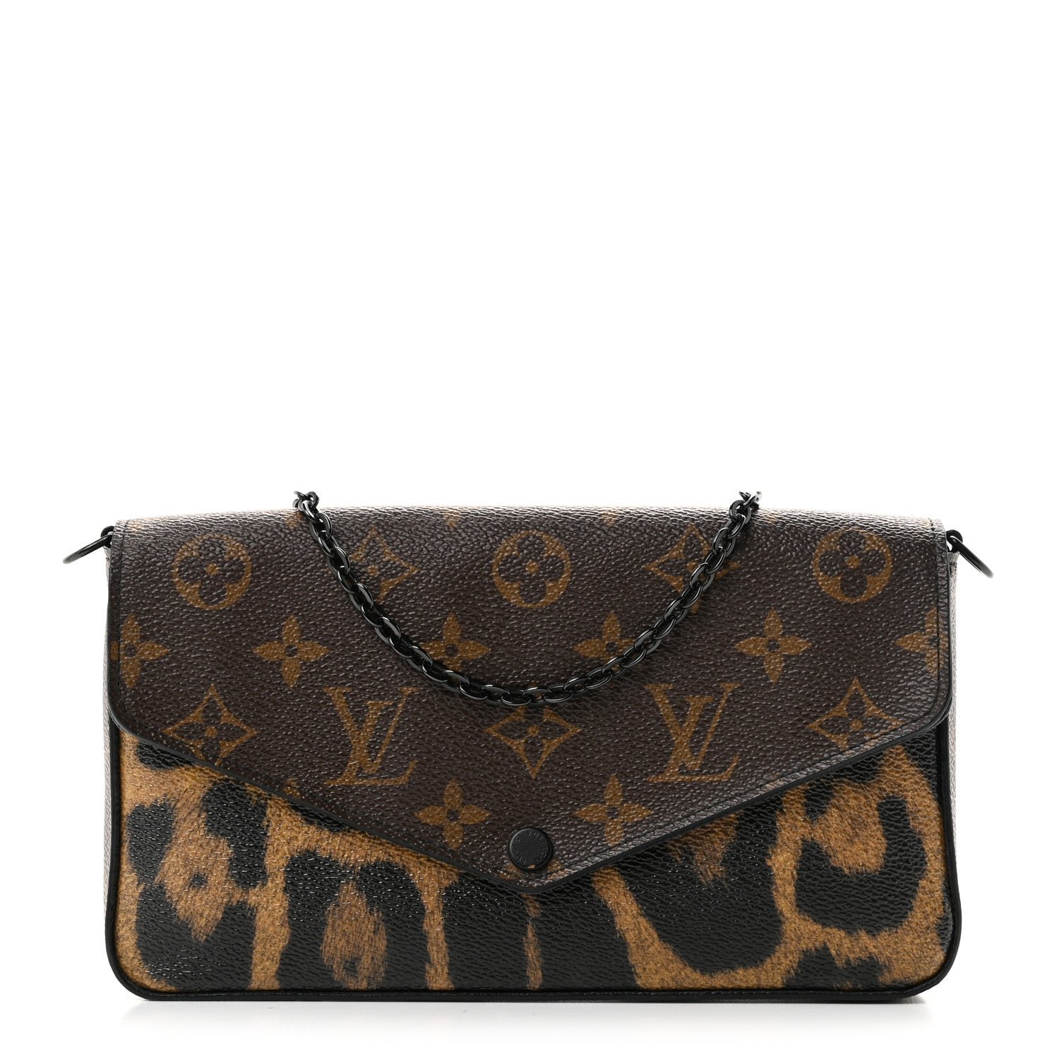 Louis Vuitton Monogram Animal Print Pochette Felicie Chain Wallet