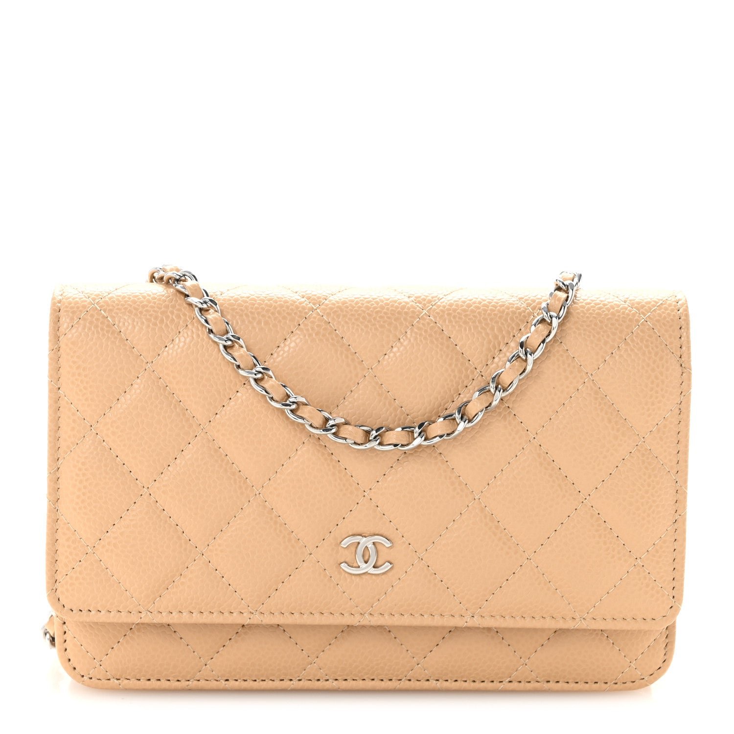 Chanel Caviar Quilted Wallet on Chain WOC Beige