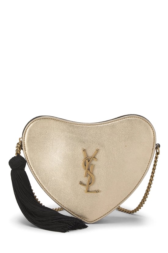 Saint Laurent Gold Metallic Heart Crossbody