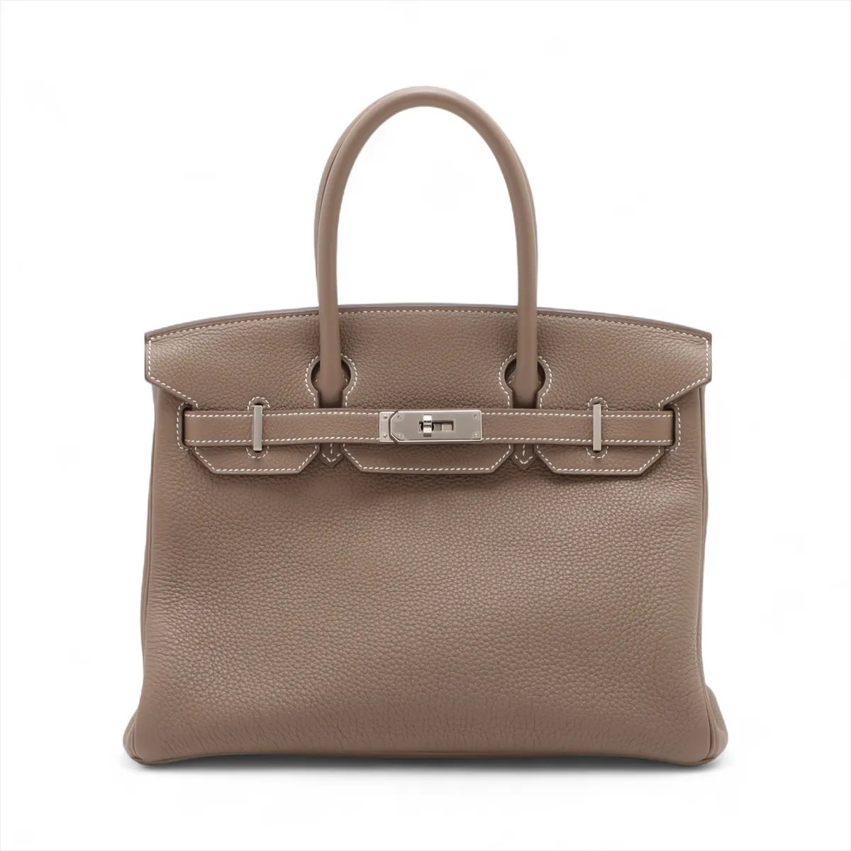 Hermès Birkin 30 Taurillon Clemence Etoupe Silver Metal Fittings
