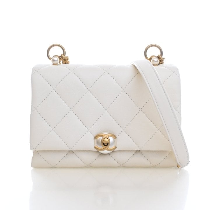 Chanel Mini Lambskin Pearl CC Accordion Flap Bag