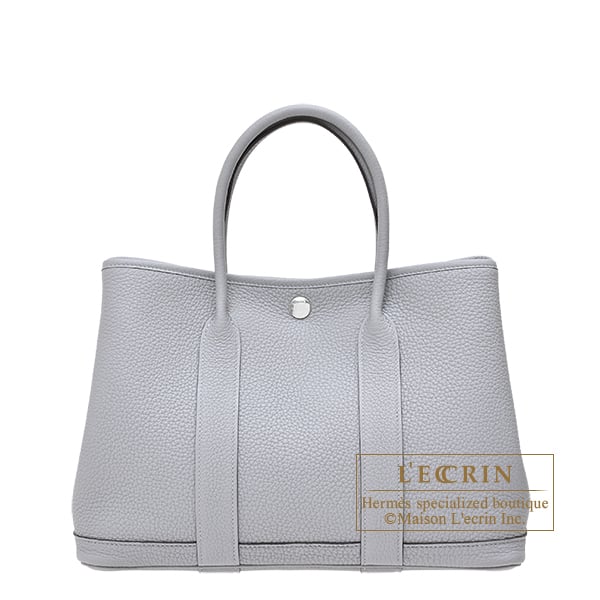 Hermes Garden Party bag 30/TPM Gris pantin Negonda leather Silver hardware