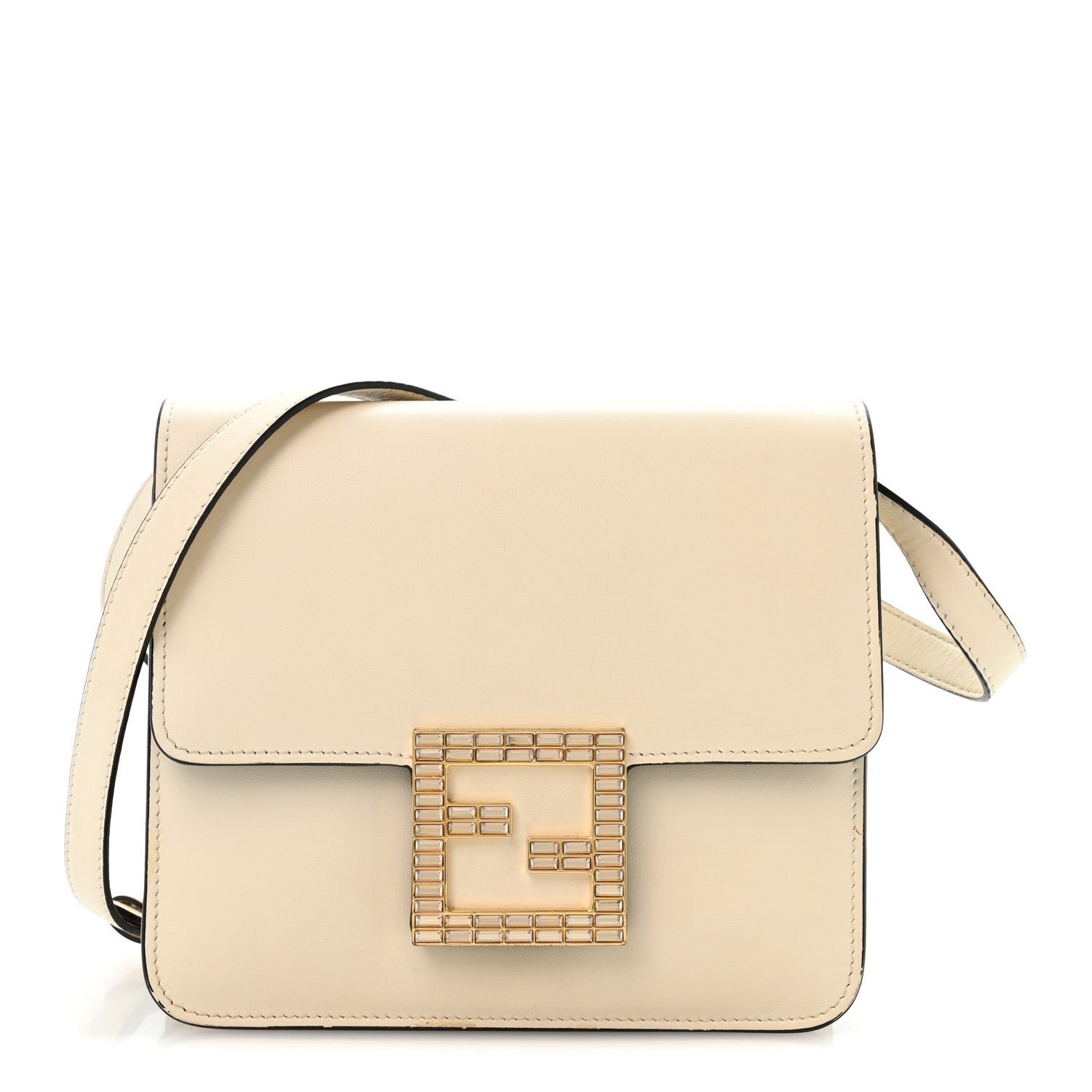Fendi Vitello King Fab Crossbody Bag White Ice