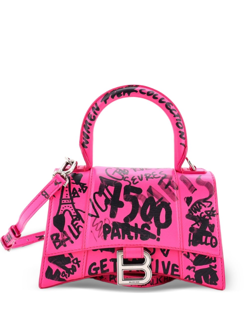Graffiti Hourglass Top Handle Bag Leather XS satchel