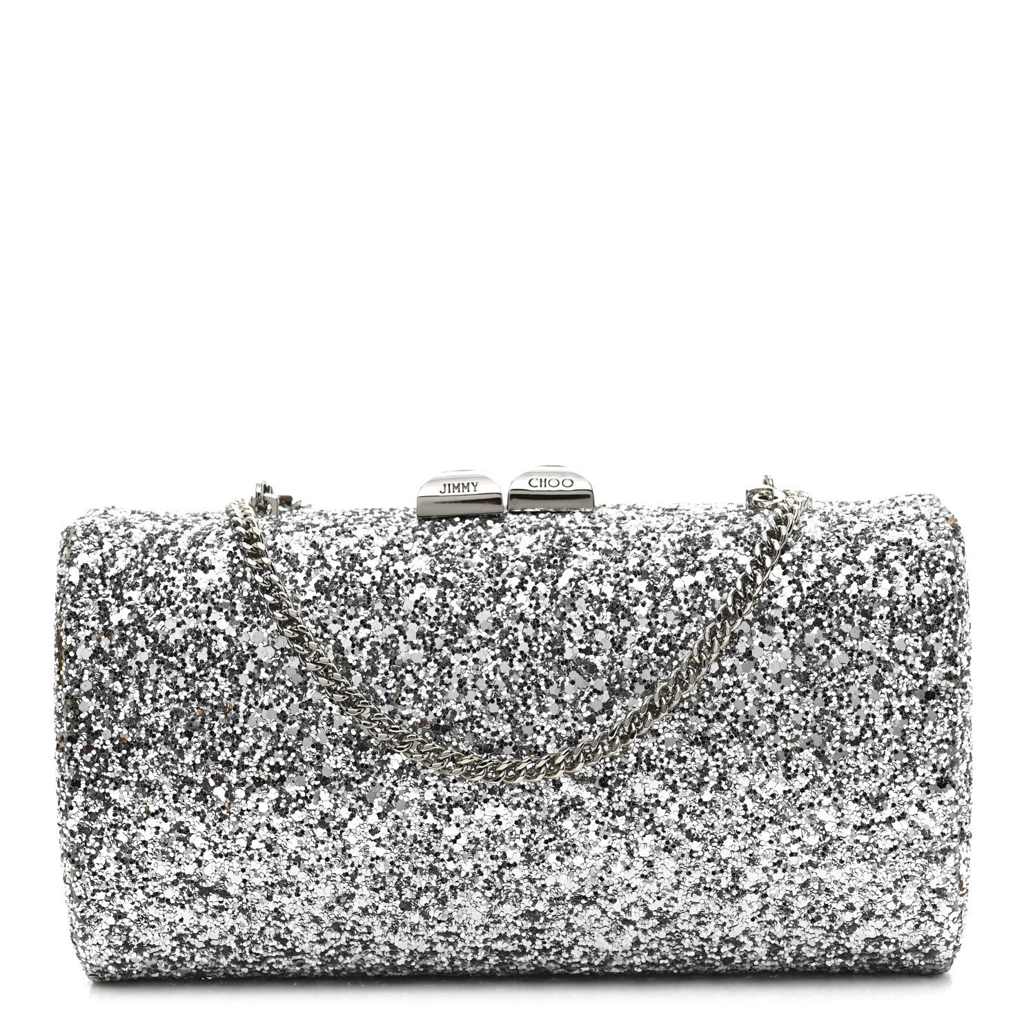 Jimmy Choo Glitter Celeste Clutch Silver