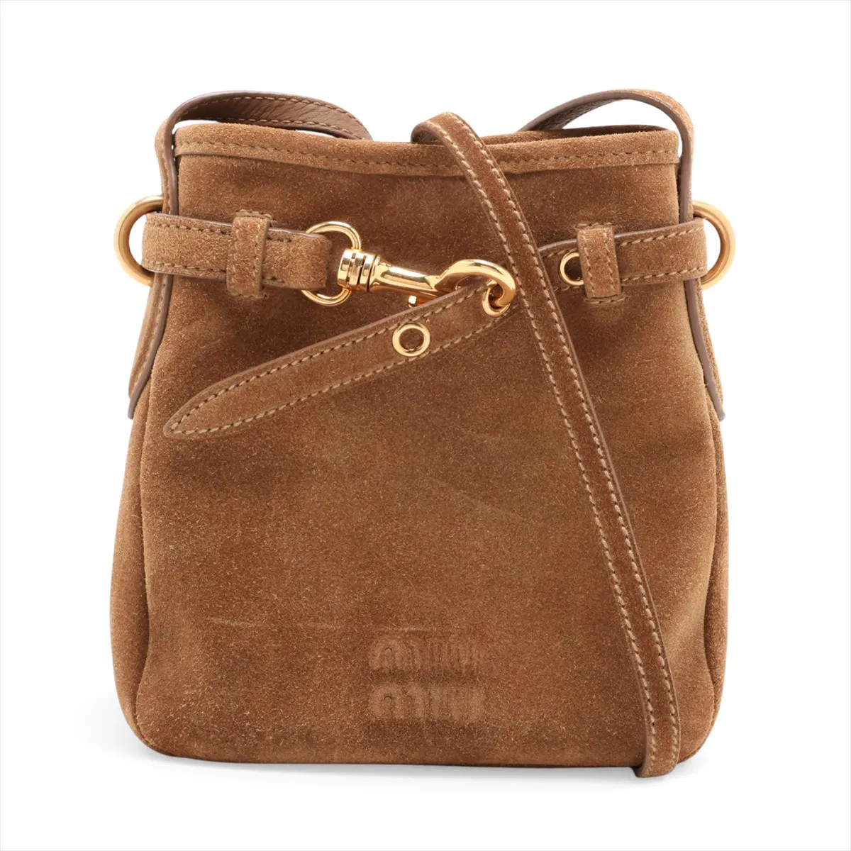 Miu Miu 5NR461 Suede & Leather Shoulder bag Brown