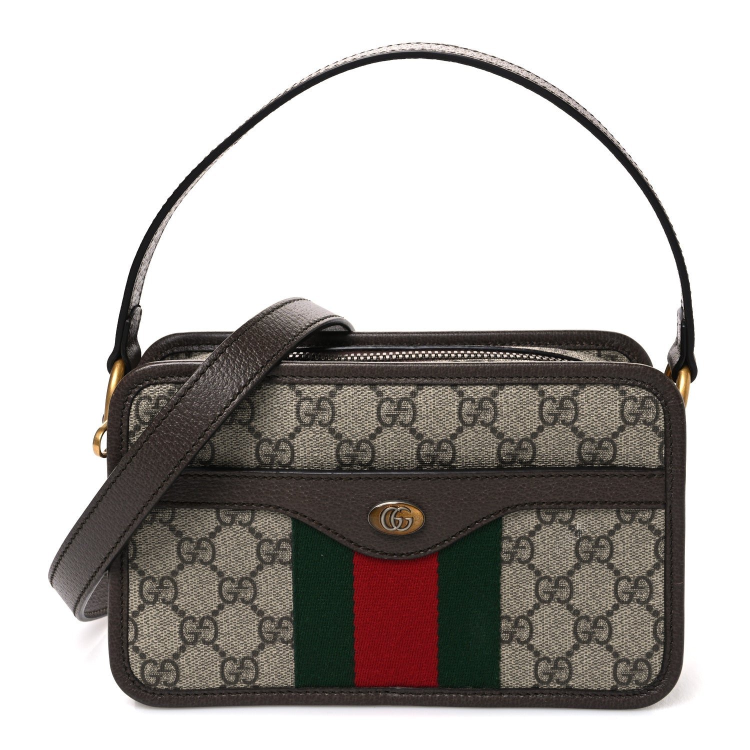 Gucci GG Supreme Monogram Web Ophidia Crossbody Bag Beige New Acero