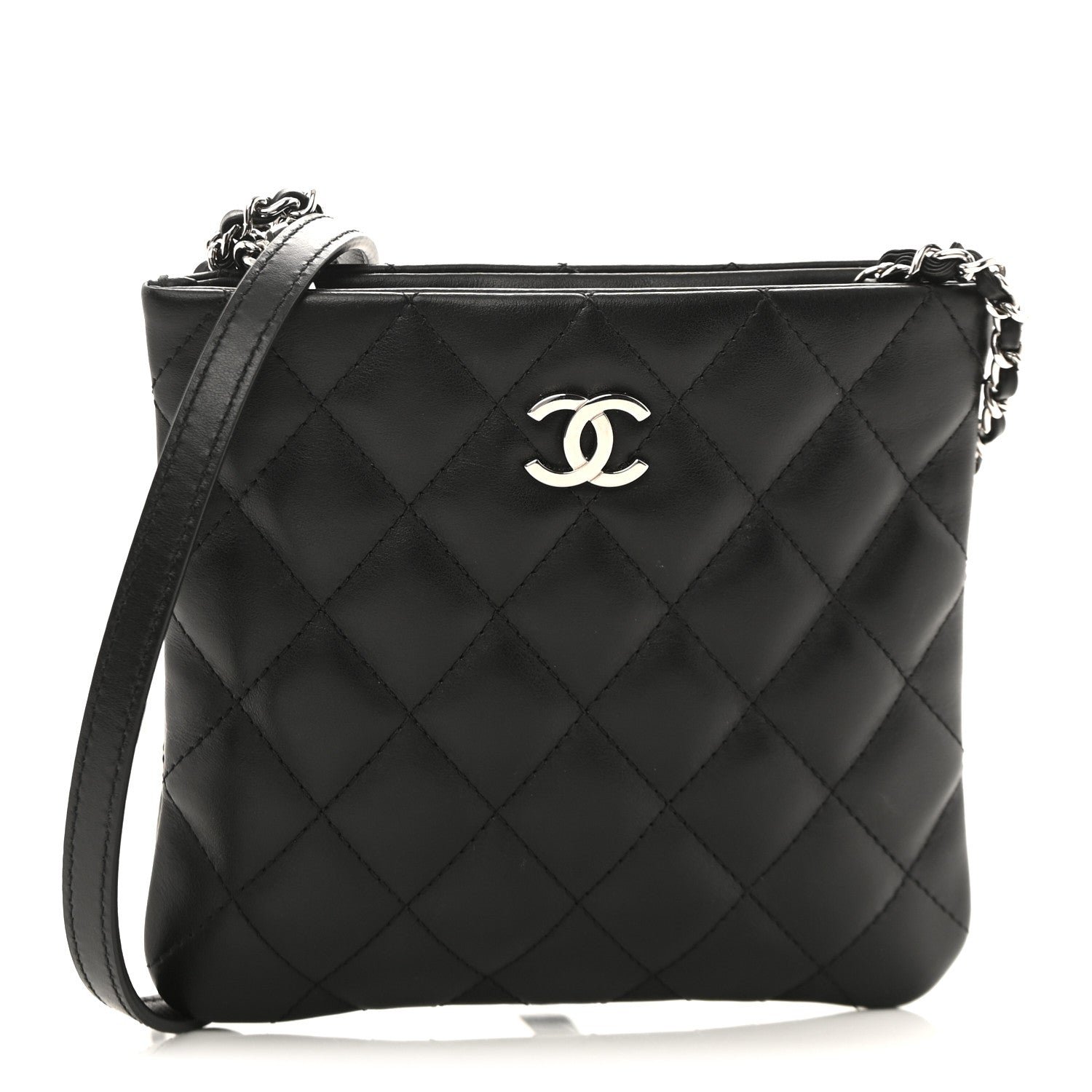 Chanel Lambskin Quilted Uniform Crossbody Bag Black