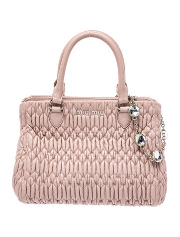 Leather Matelassé Crystal Top-Handle Bag