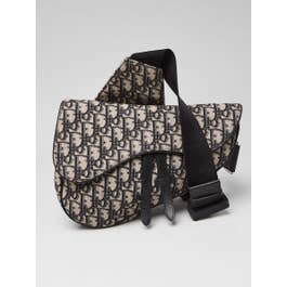 Dior Christian Dior Blue/Grey Oblique Canvas Jacquard Saddle Bag
