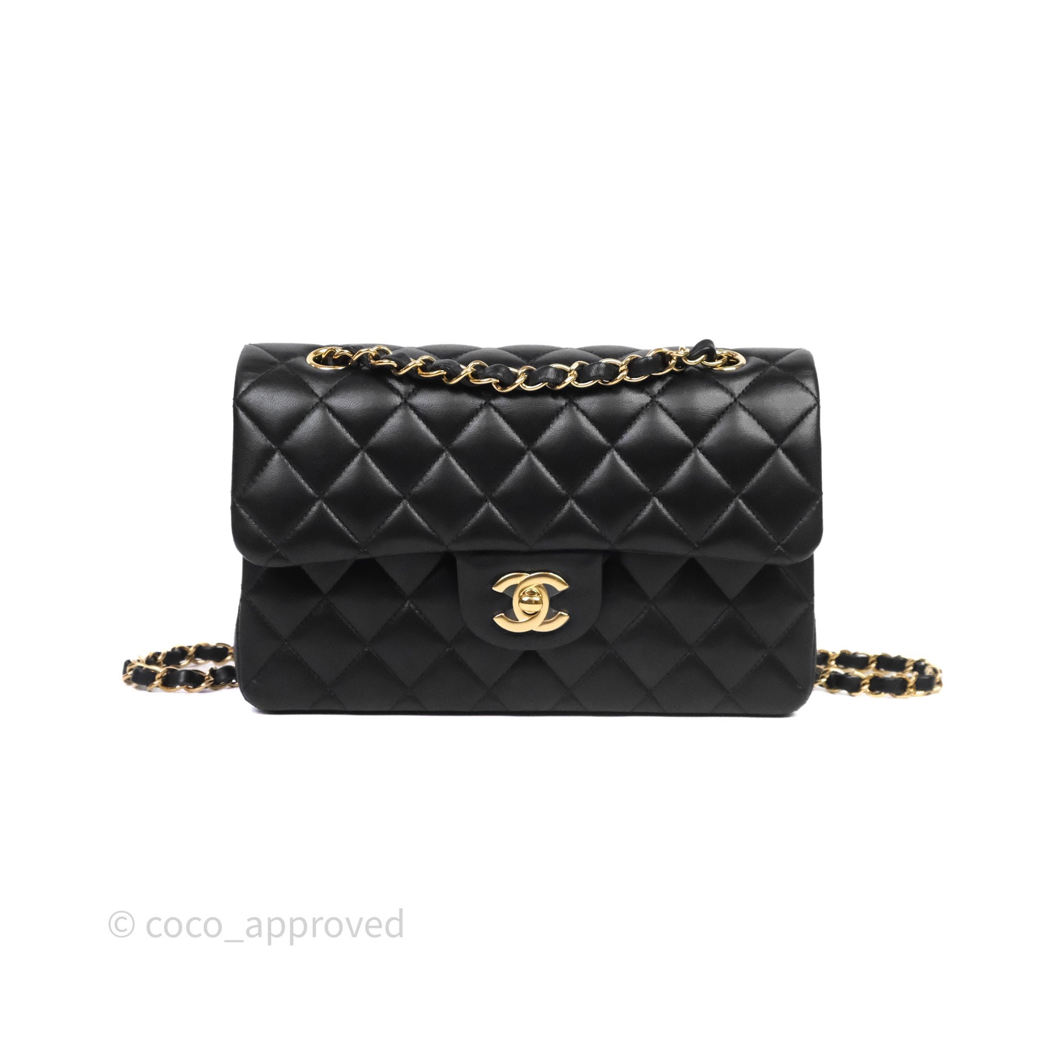 Chanel Small Classic Flap Quilted Black Lambskin Gold Hardware