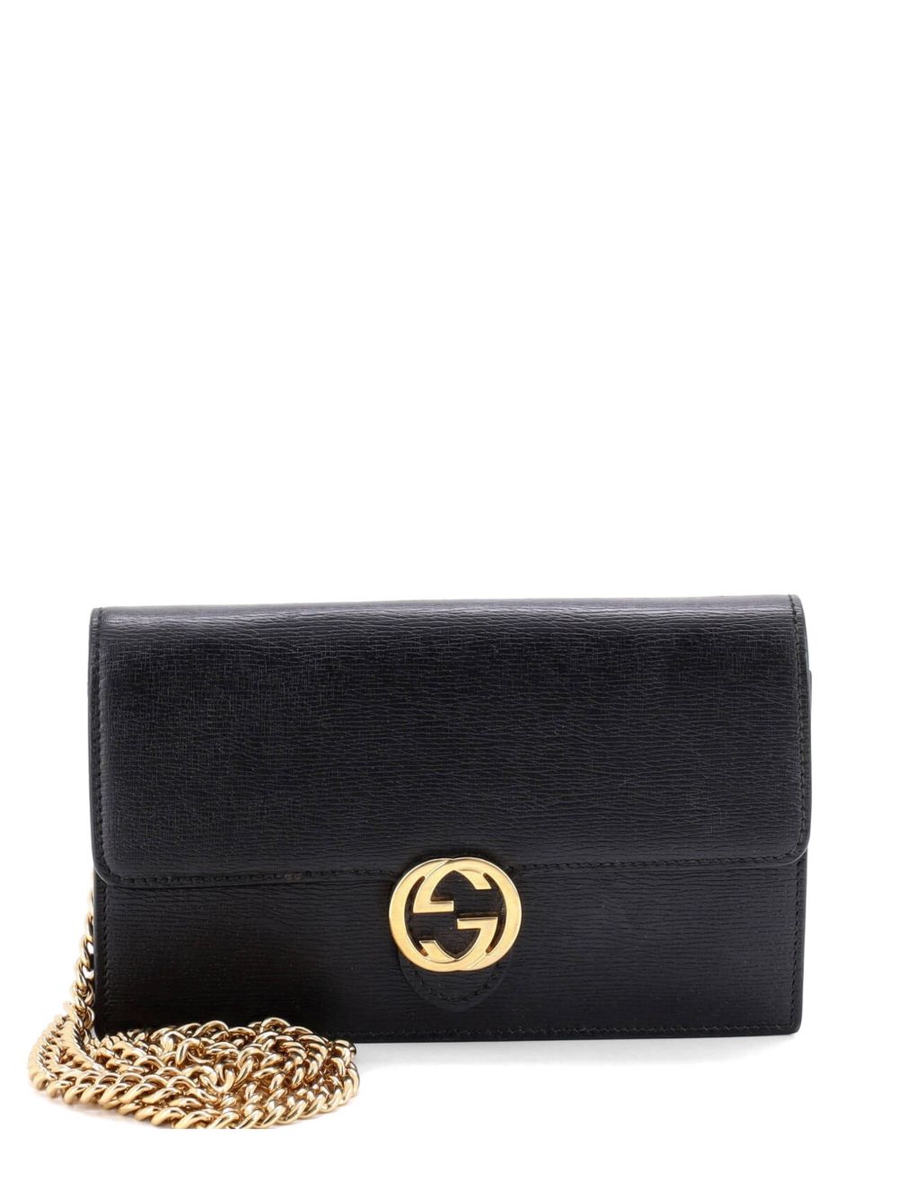 Interlocking Wallet on Chain Leather crossbody bag