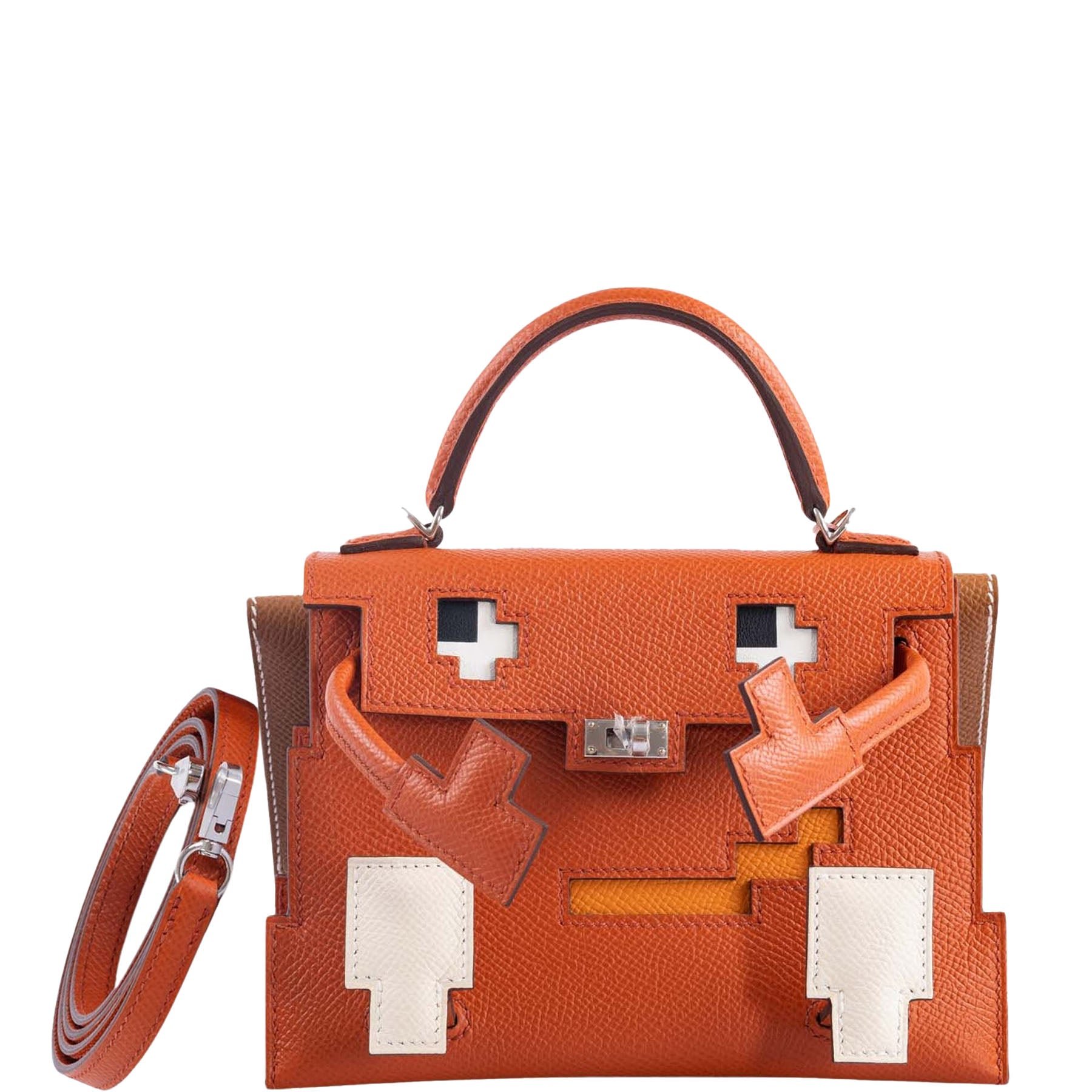 Hermes Hermès Kelly Doll "Picto" Quelle Idole Terre Battue, Nata, Abricot & Gold Epsom Palladium Hardware