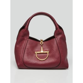 Gucci Dark Red Grained Calfskin Leather Softbit Shoulder Bag
