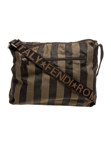 Pequin Vintage Striped Nylon Shoulder Bag