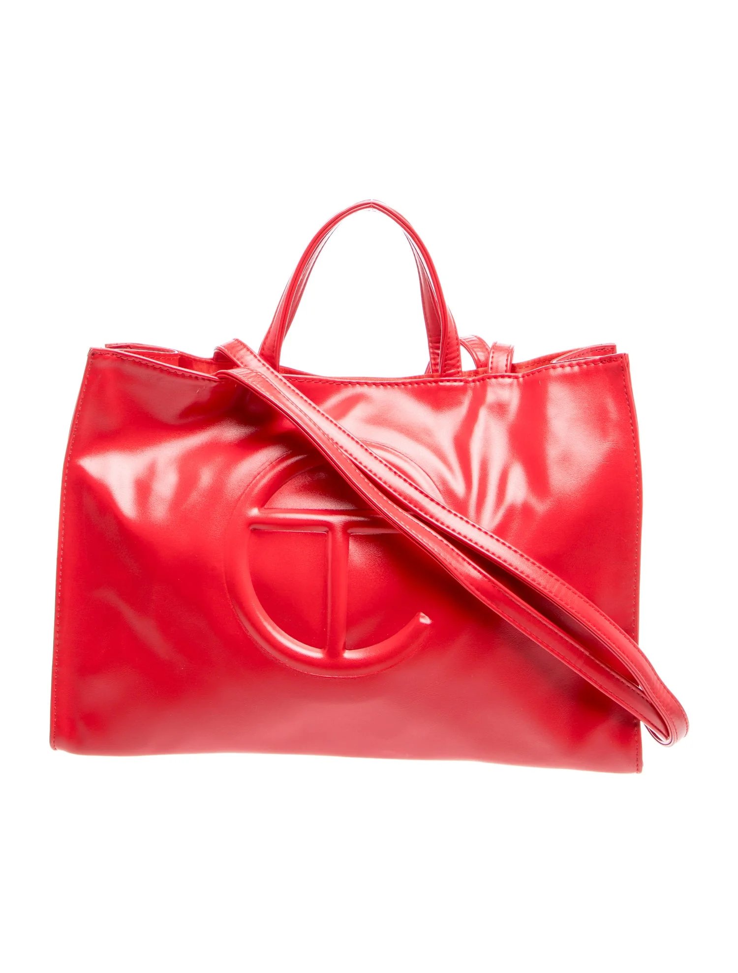 Vegan Leather Medium Red Shopping Bag Medium