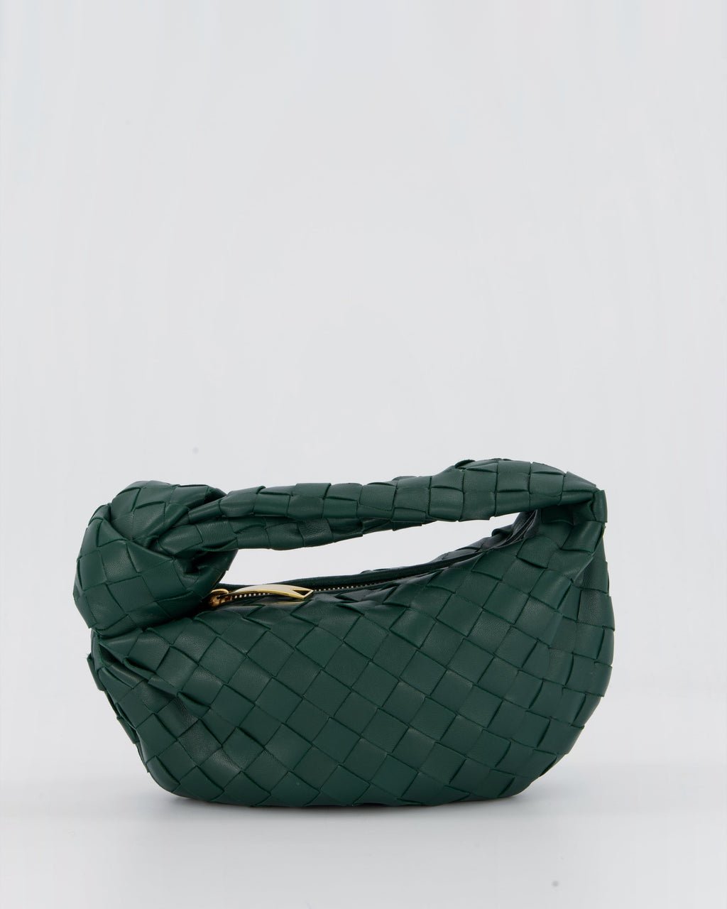 Bottega Veneta Bottega Veneta Forest Green Mini Jodie Bag in Intrecciato Calfskin Leather with Gold Hardware