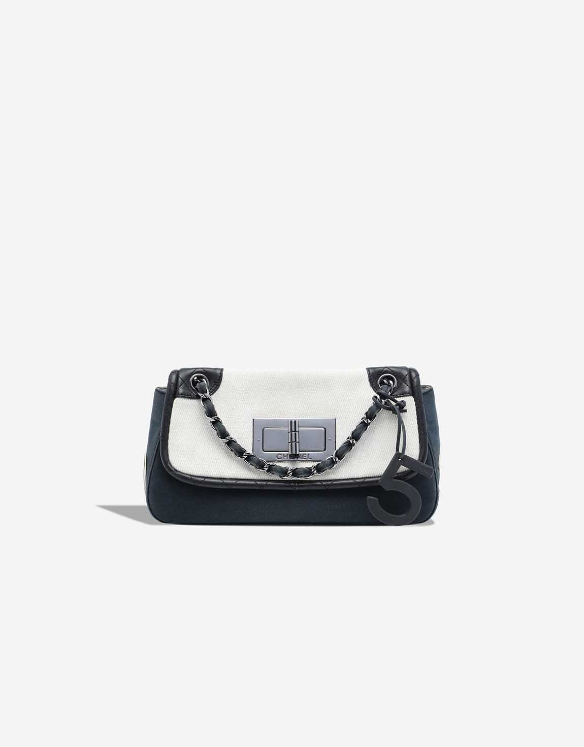 
		Tricolor No. 5 Flap Bag Medium Canvas / Denim Blue / White    