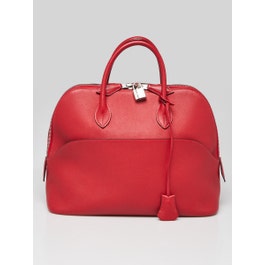Hermes Hermes 30cm Rouge Casaque Swift Leather Palladium Plated Bolide 1923 Bag