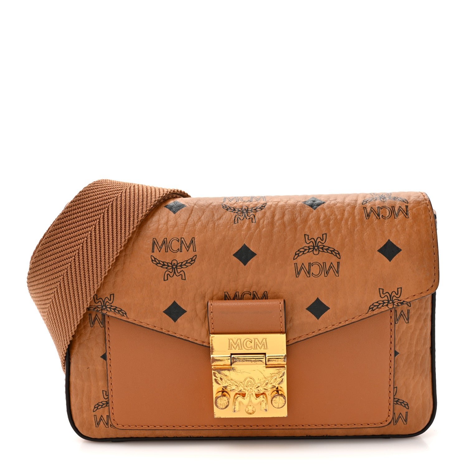 MCM MCM Visetos Small Millie Crossbody Belt Bag Cognac