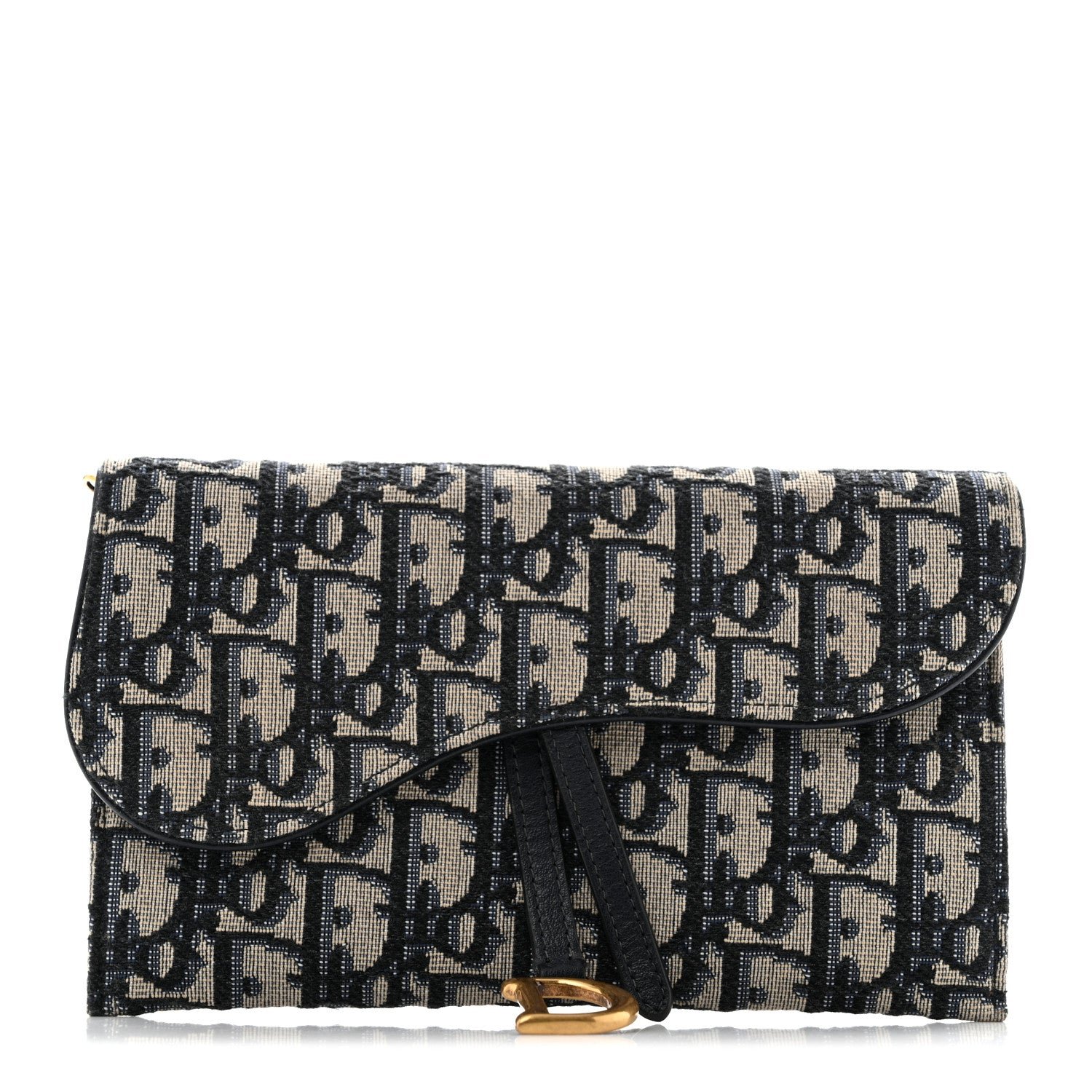 Oblique Saddle Chain Long Wallet Blue