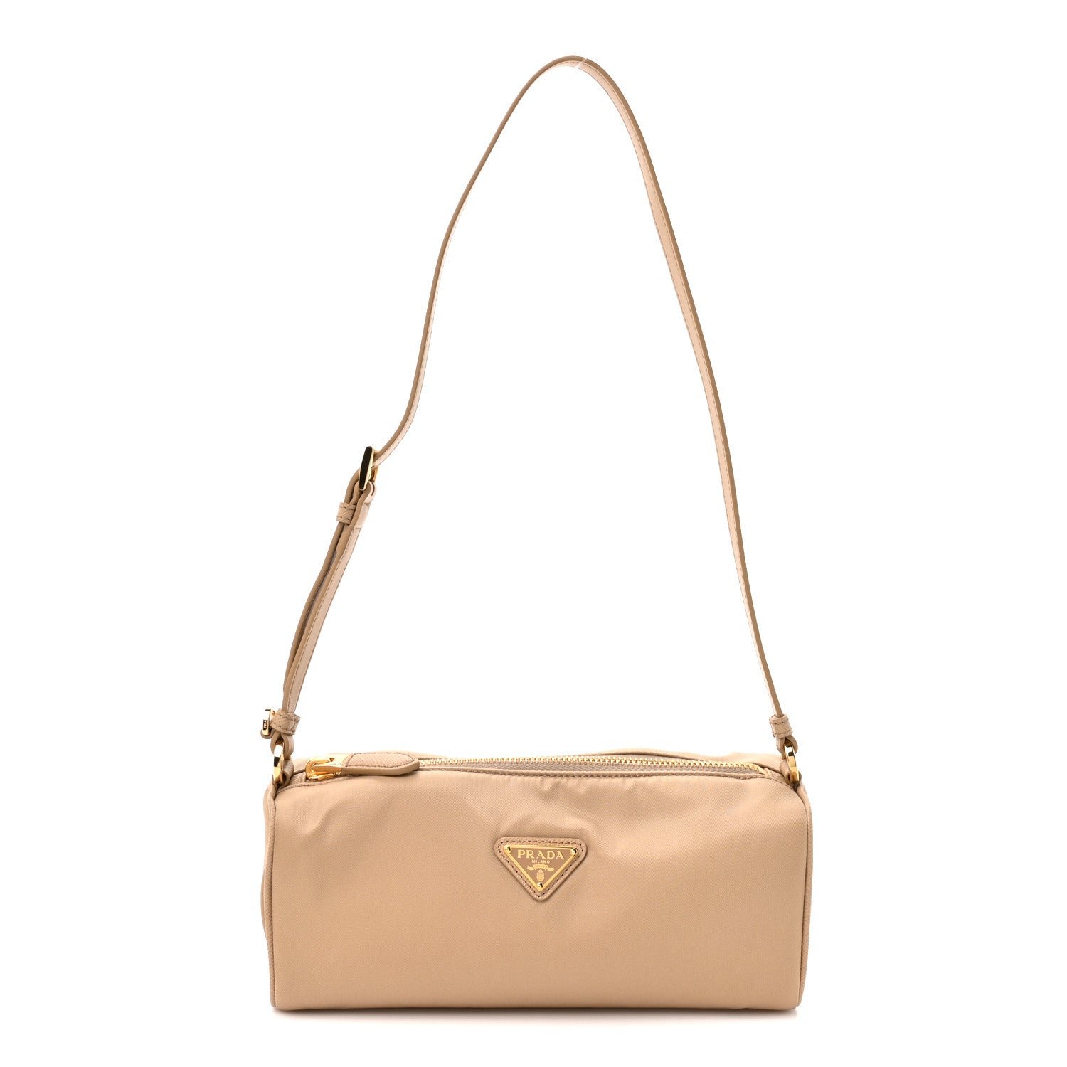 Prada Re-Nylon Triangle Pouch Shoulder Bag Camel Brown