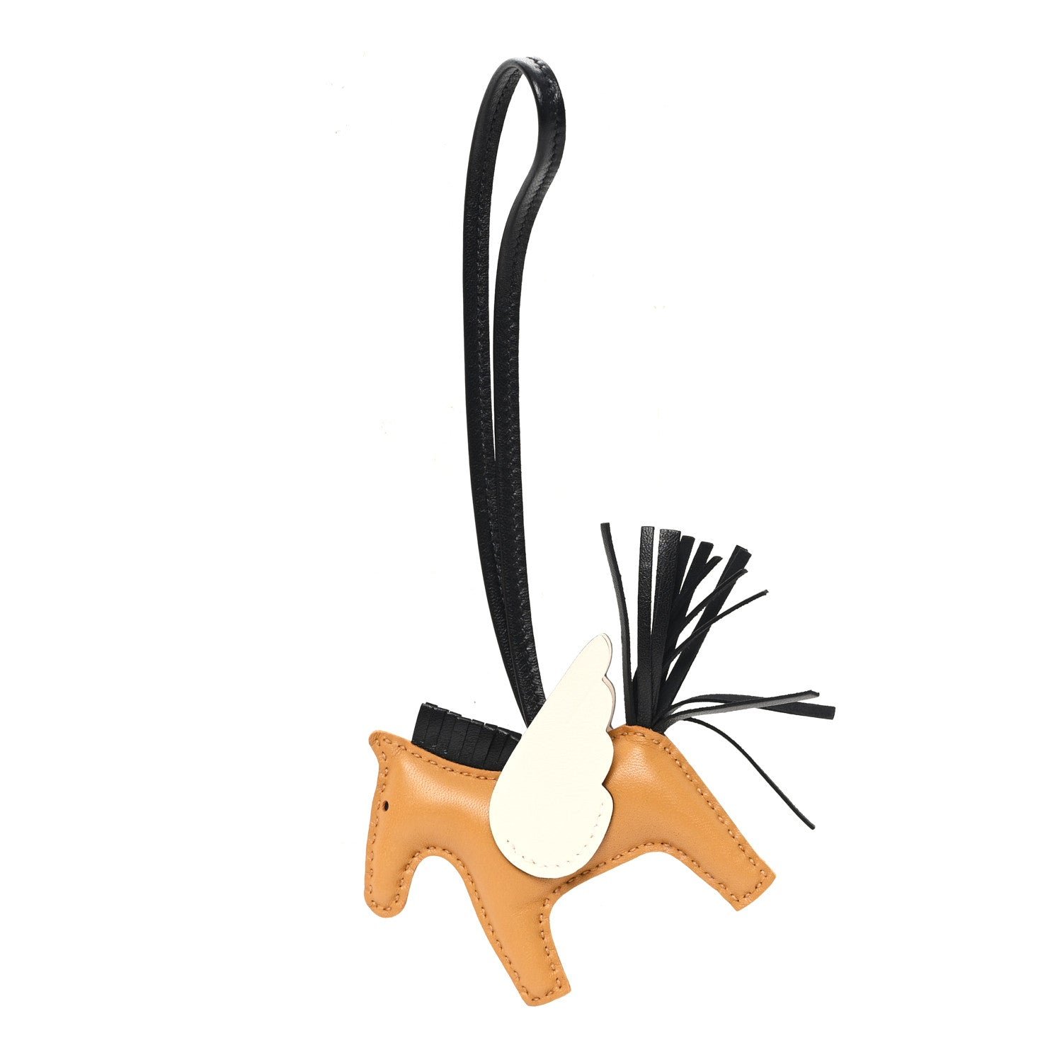 Hermes Hermes Milo Lambskin Grigri Rodeo Pegase Horse Bag Charm PM Sesame Black Nata