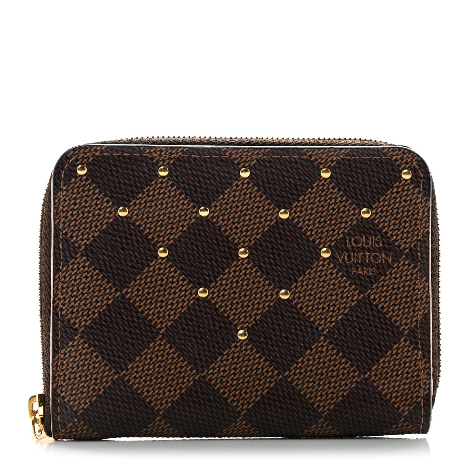 Louis Vuitton Damier Ebene Studded Zippy Coin Purse Rose Ballerine