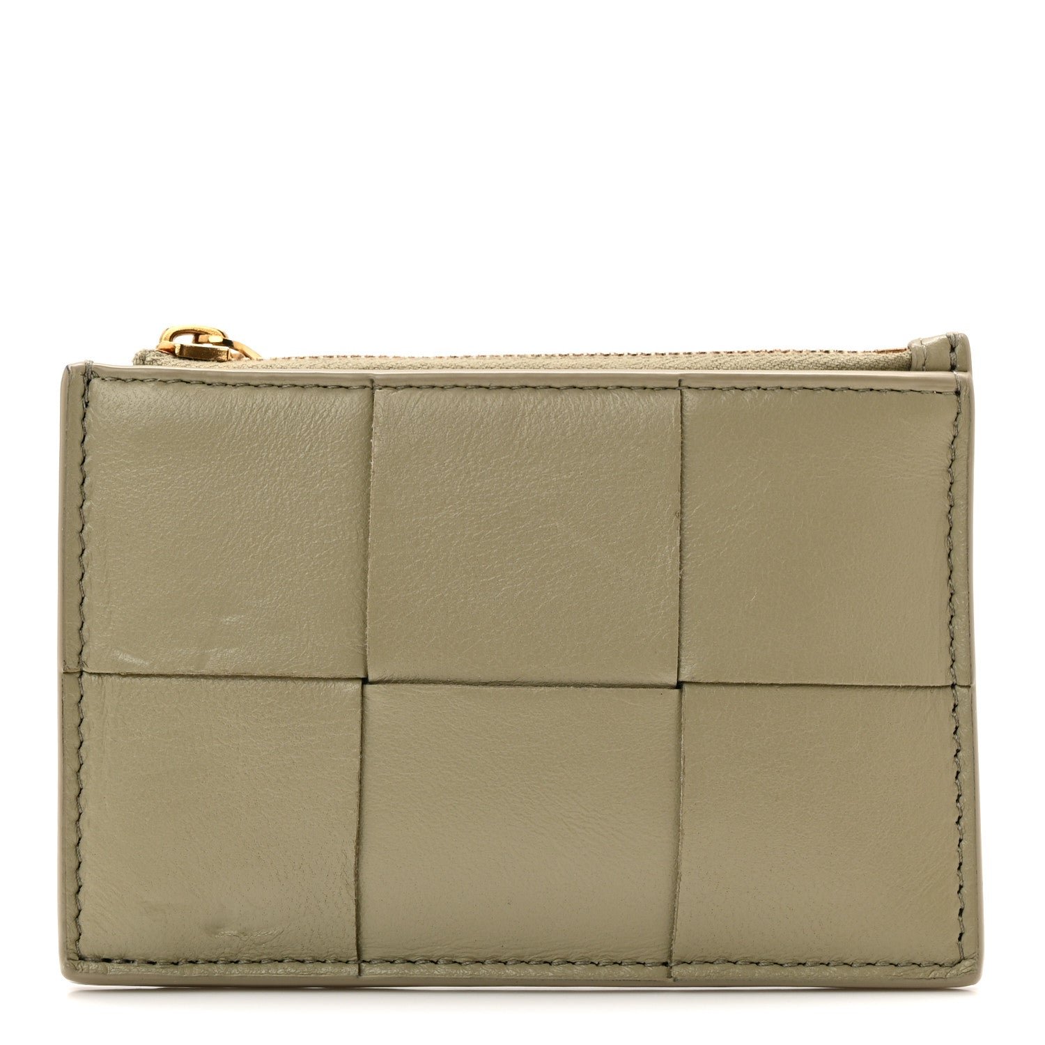 Bottega Veneta Nappa Maxi Intrecciato Cassette Zipped Card Case Travertine