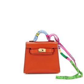 Hermes Terre Battue Tadelakt Micro Mini Kelly Twilly Charm Gold Hardware, 2022