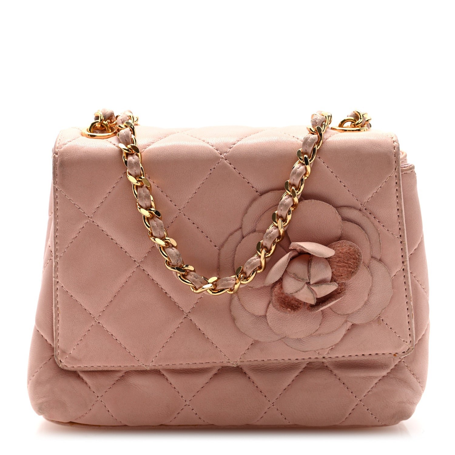 Chanel Lambskin Camellia Mini Flap Pink