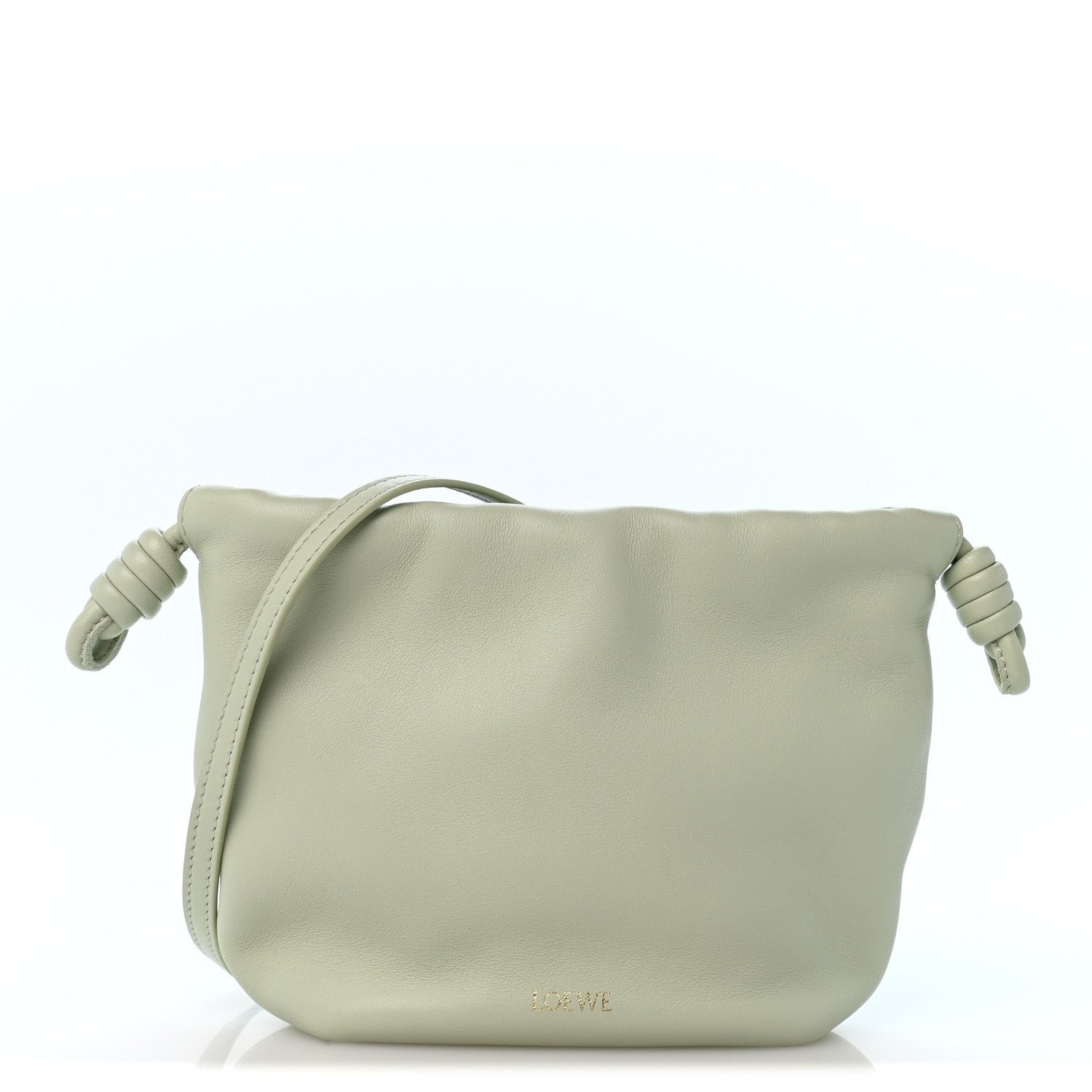 Loewe Mellow Nappa Lambskin Jade Mini Flamenco Knot Clutch Light Pear