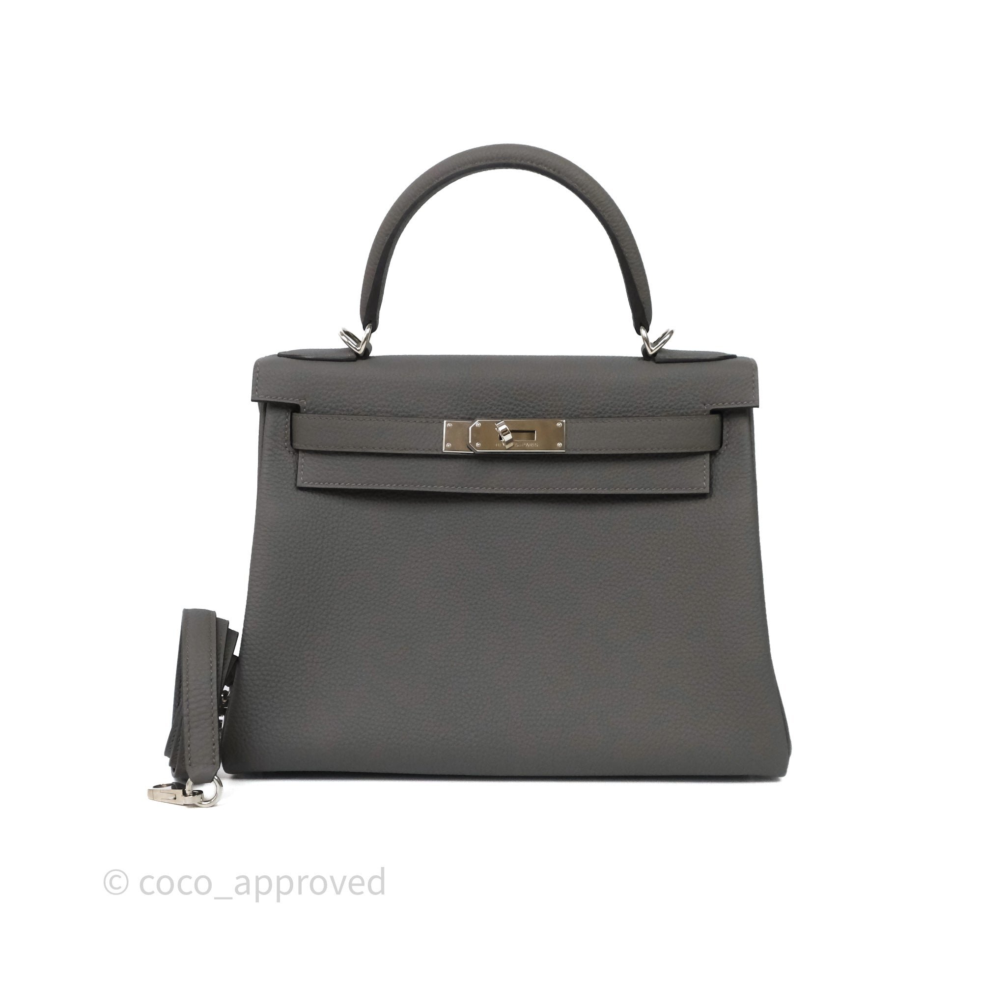 Hermès Kelly 28 Etain 8F Togo Palladium Hardware