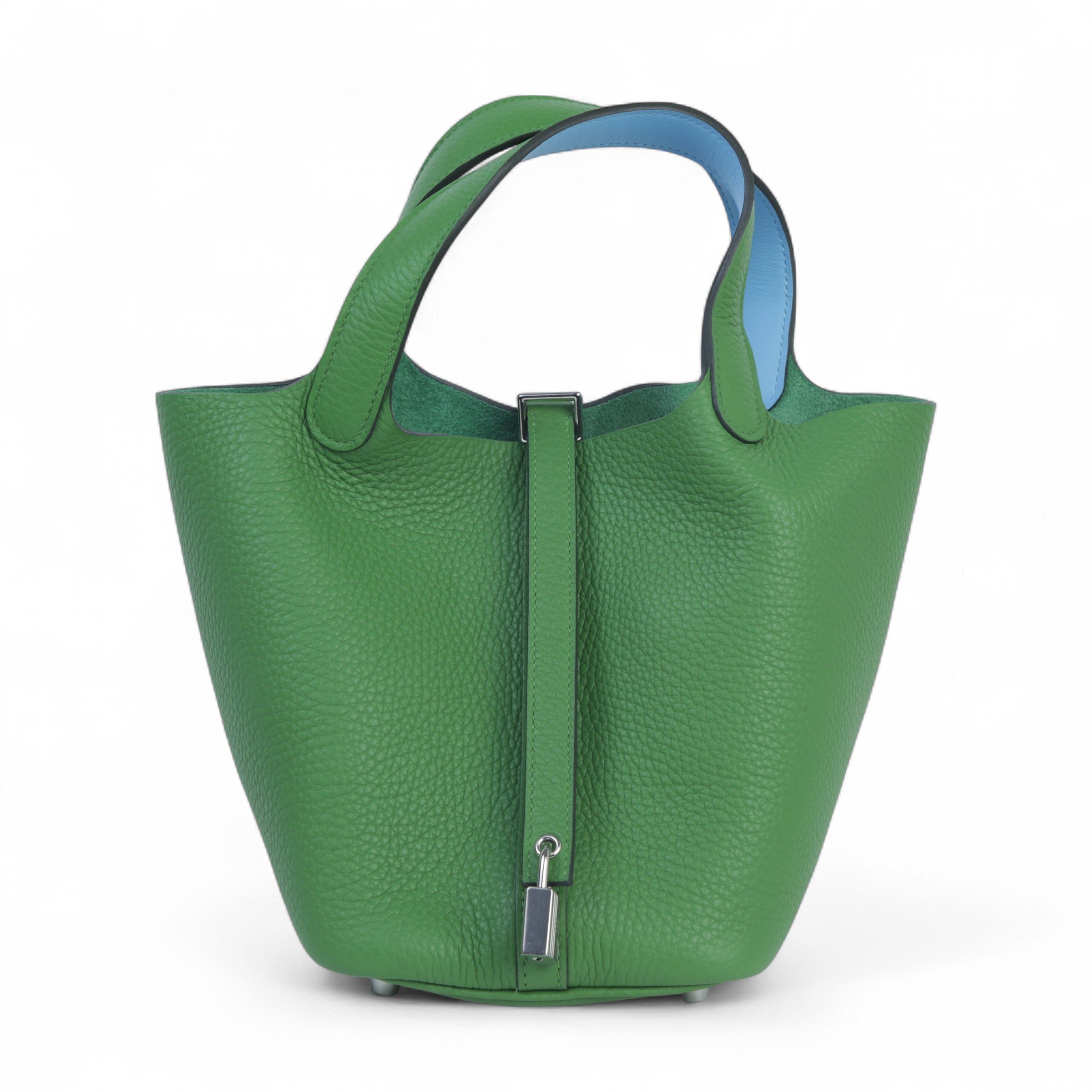 Hermes Picotin Lock PM Eclat Celeste (7N) Vert Yucca (A8) Clemence Palladium hardware B (2023)