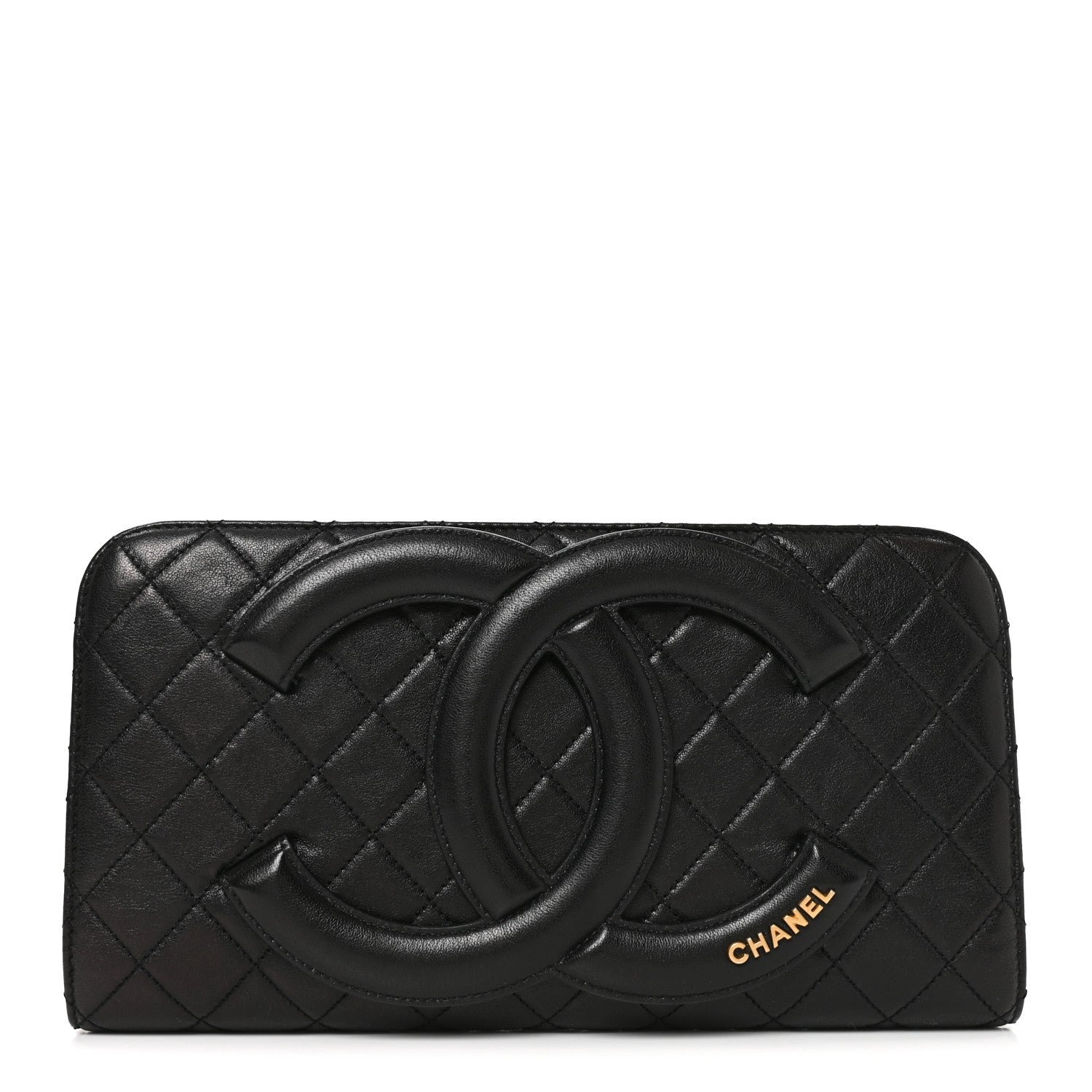 Chanel Lambskin Quilted Coco Midnight Clutch Black