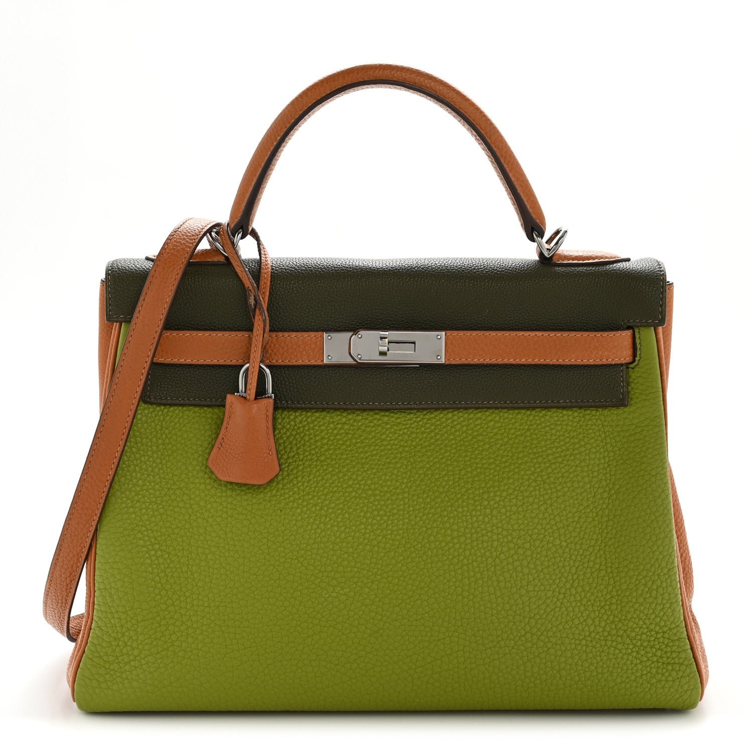 Hermes Fjord Togo Tri-Color Kelly Retourne 32 Vert Anis Gold Vert Olive