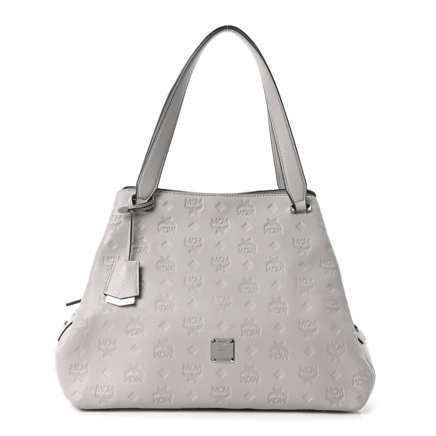 MCM Calfskin Ottomar Monogram Essential Hobo Dove
