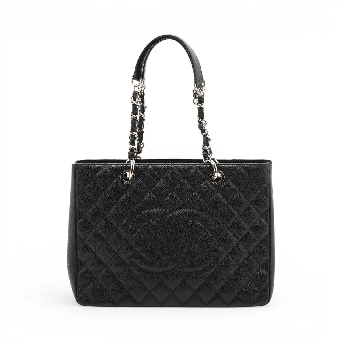 Chanel GST Caviar Skin Chain Tote Bag Black Silver Metal Fittings 15XXXXXX A5099