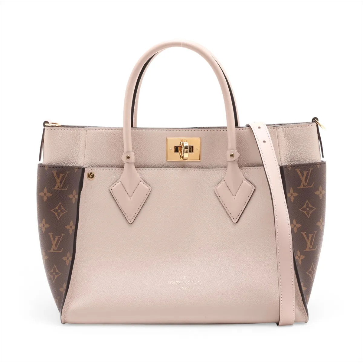 Louis Vuitton monogram x calfskin On My Side MM M58485 Beige×Brown There was an