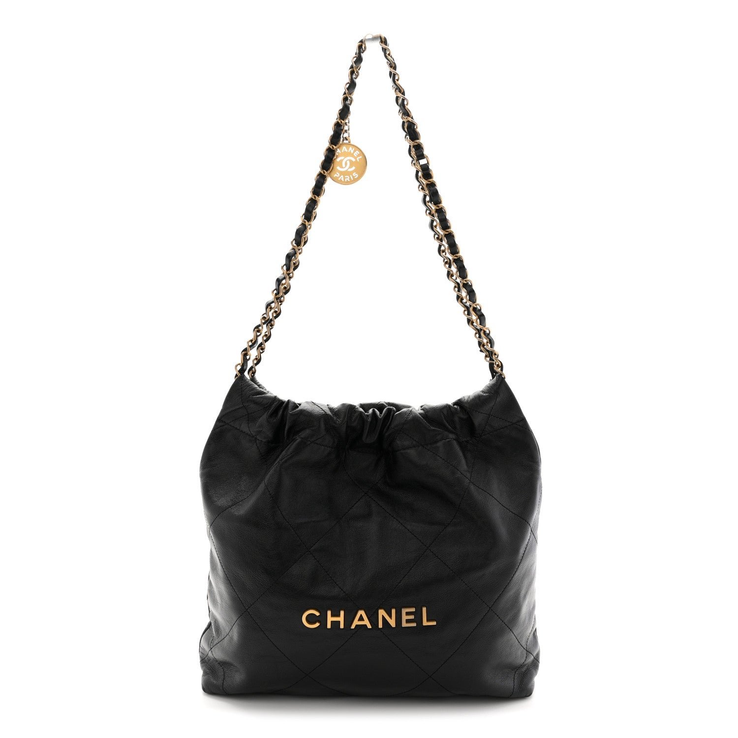 Chanel Shiny Calfskin Quilted Small Chanel 22 Black