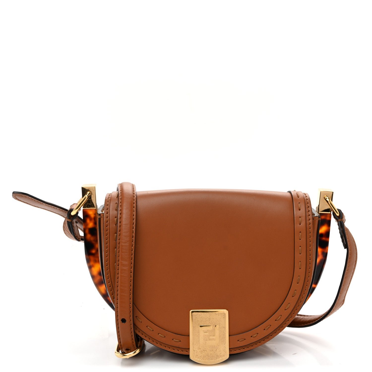 Fendi Vitello King Plexiglass Moonlight Shoulder Bag Cuoio