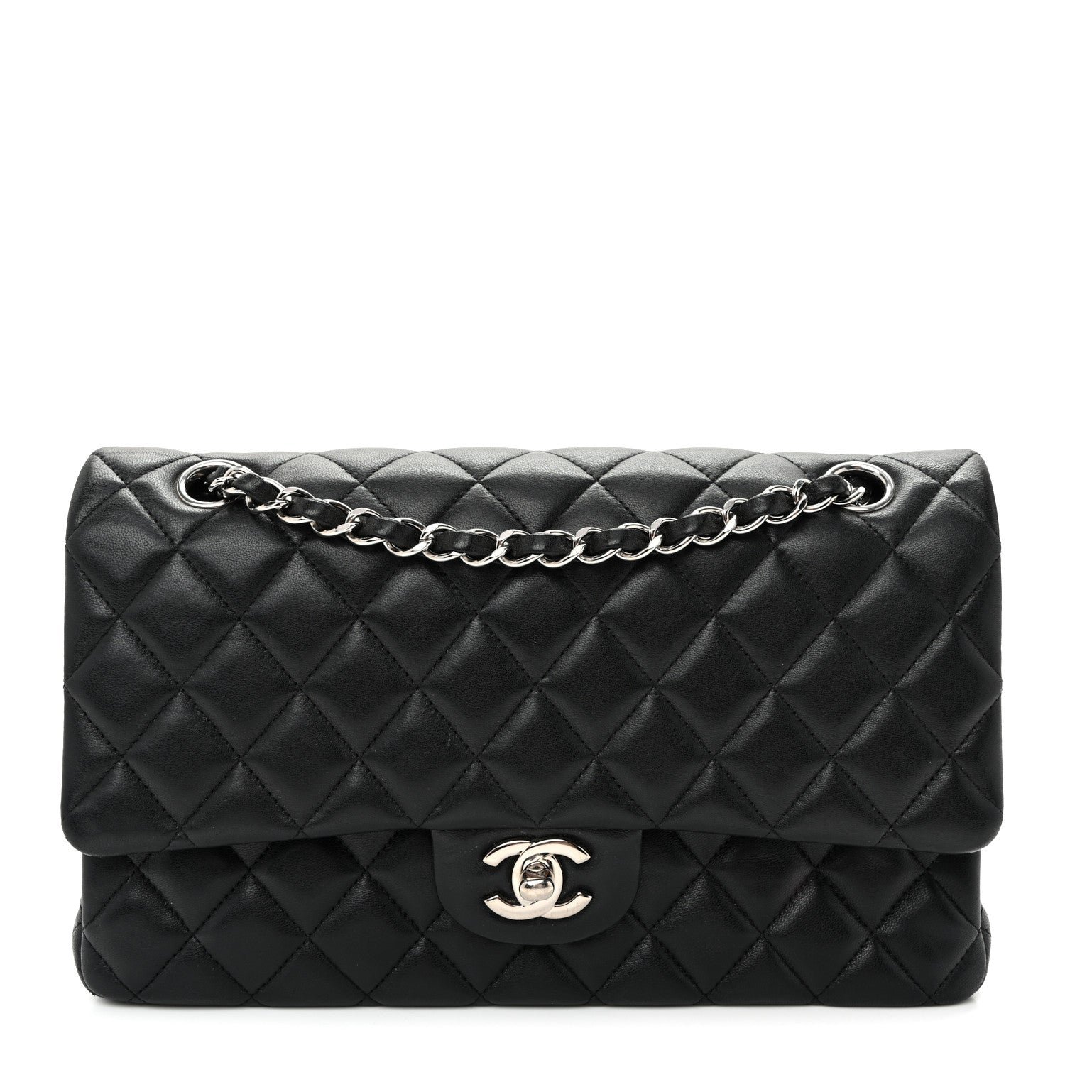 Chanel Lambskin Quilted Medium Double Flap  Black