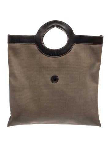 Leather porthole handle logo shopping tote