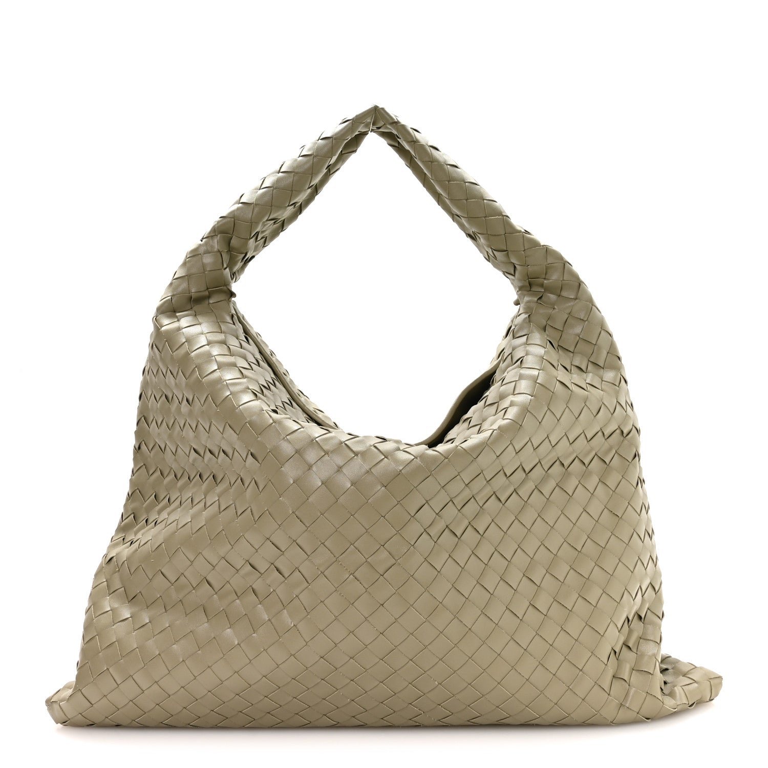 Bottega Veneta Calfskin Intrecciato Large Hop Travertine
